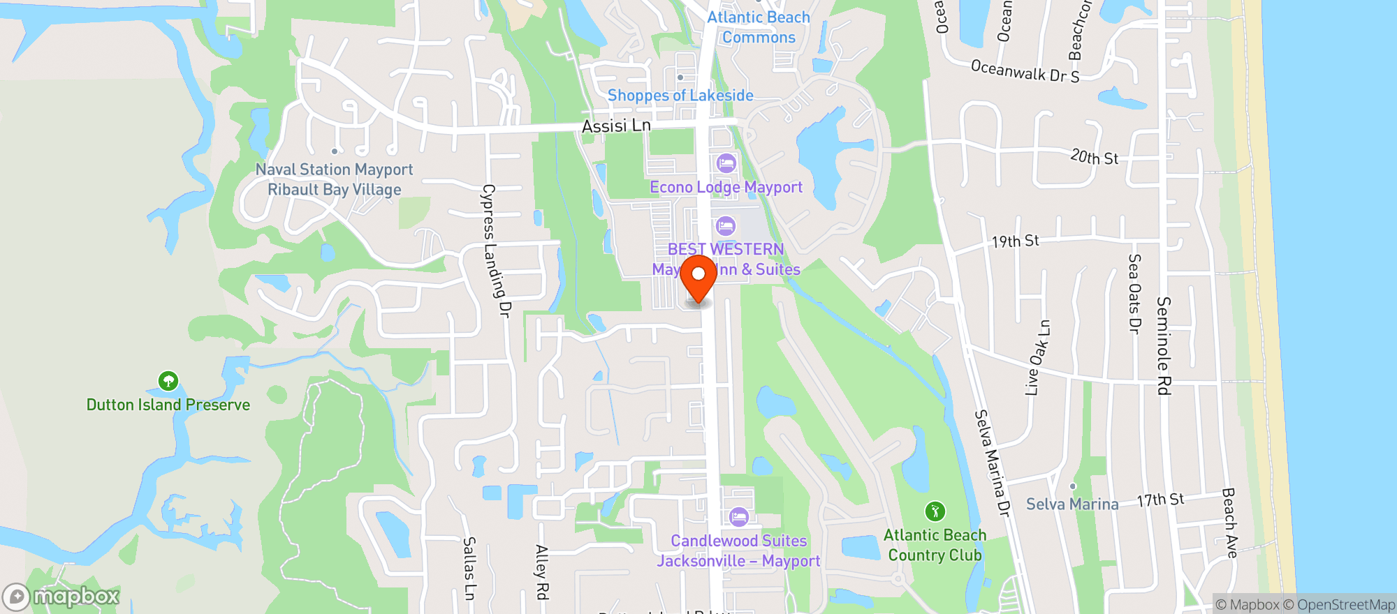 Map showing First Coast Comedy