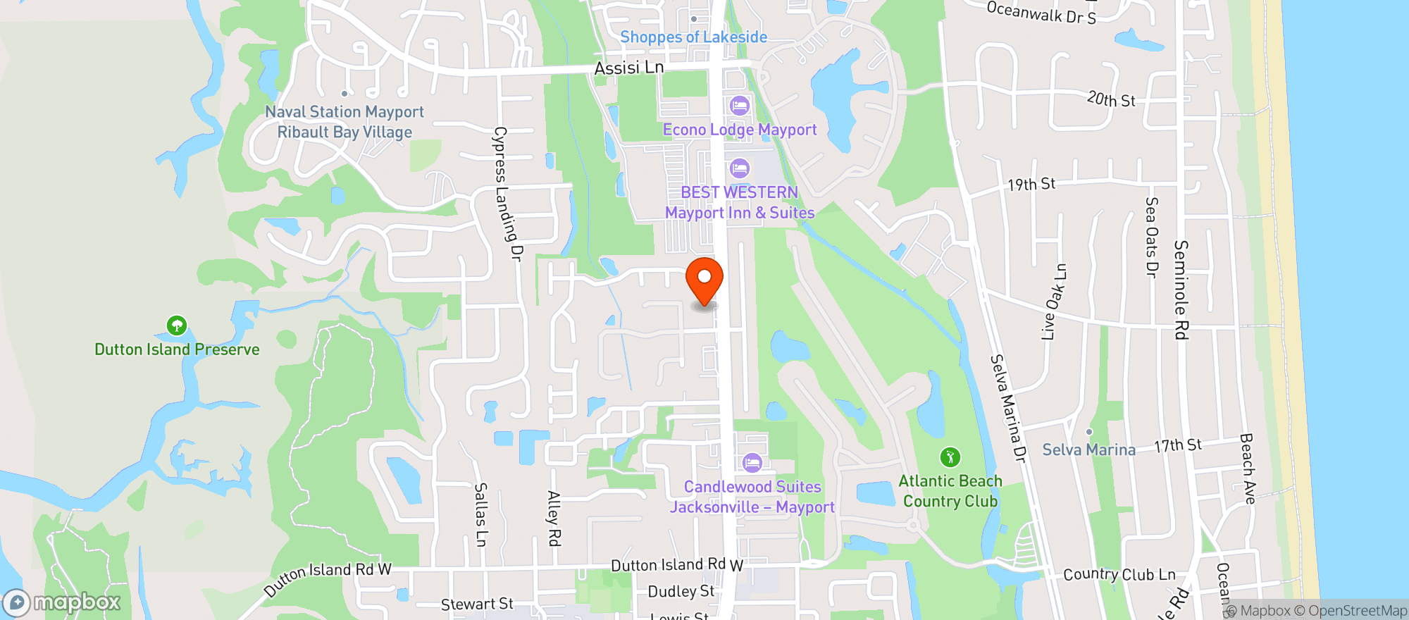 Map showing Safeway Liquor - Mayport