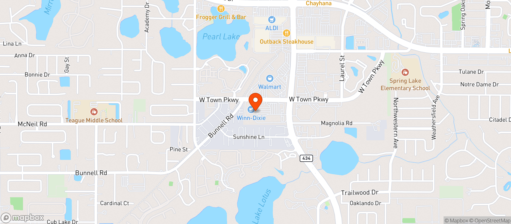 Map showing Winn Dixie