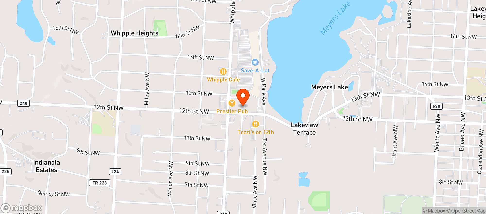 Map showing Meyers Lake Beverage
