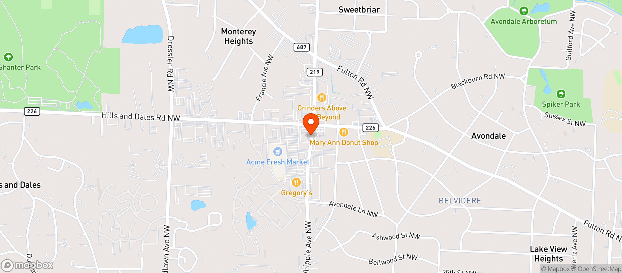 Map showing Acme Fresh Market