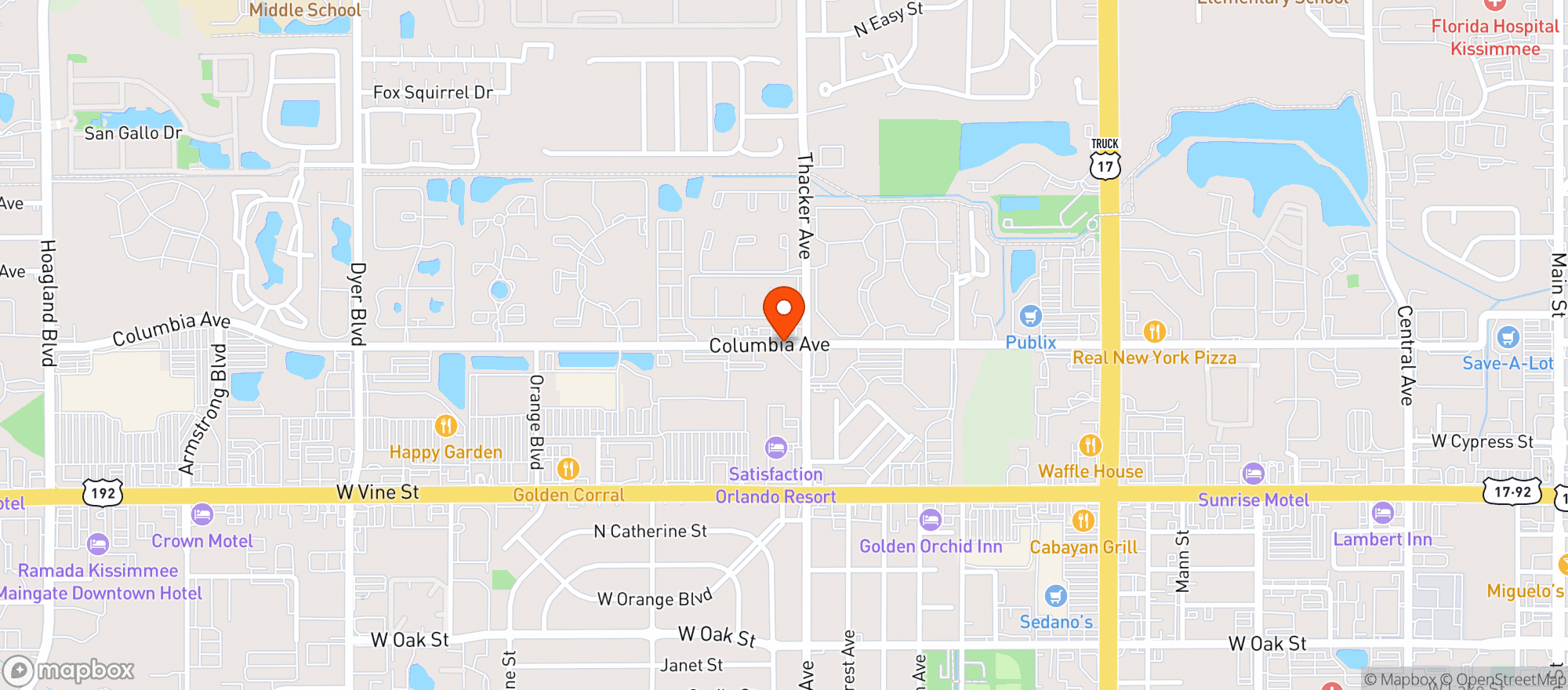 Map showing Columbia Liquors