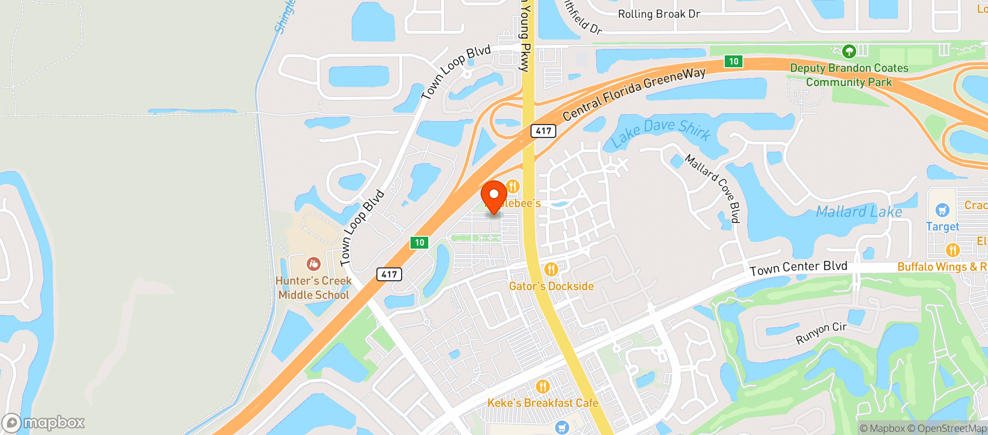 Map showing Knightly Spirits ?Hunters Creek
