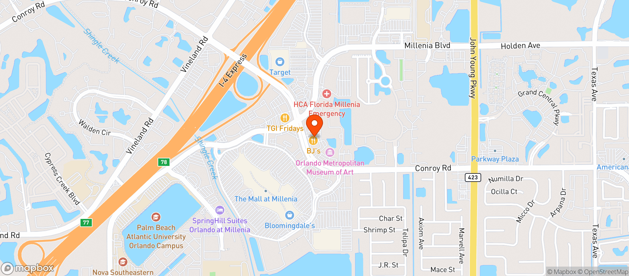 Map showing Bjs Restaurant & Brewhouse