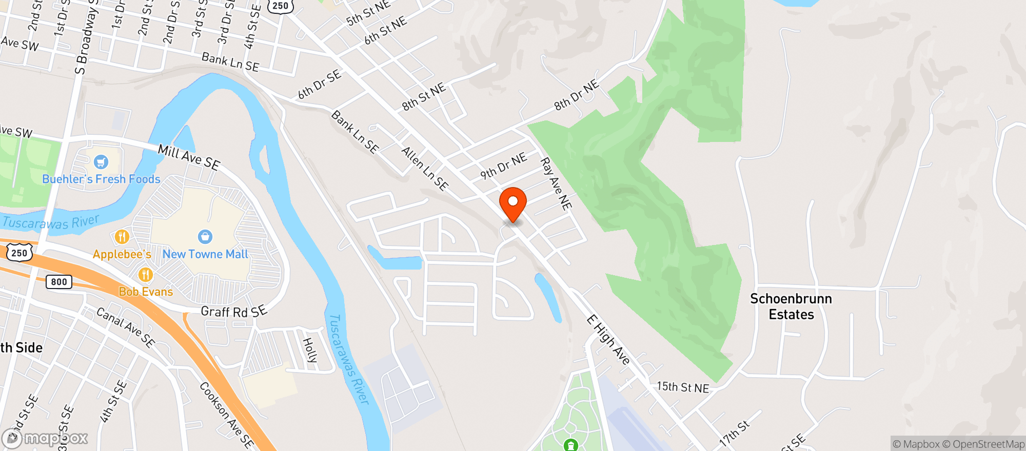 Map showing Quaker Drive Thru