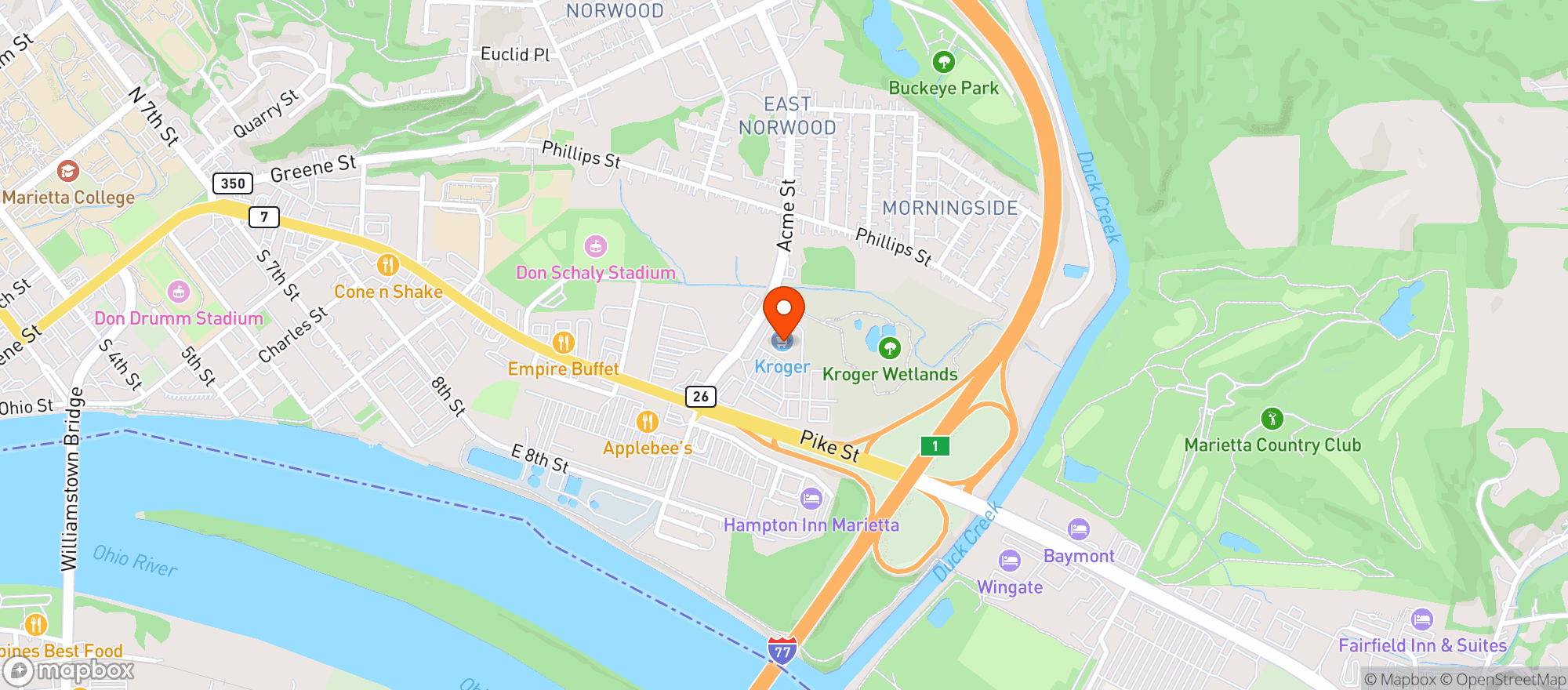 Map showing Kroger