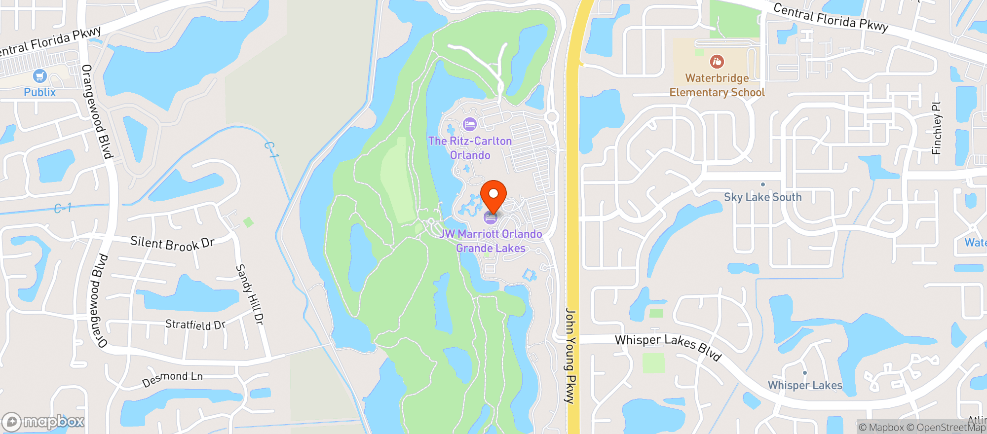 Map showing JW MARRIOTT ORLANDO GRANDE LAKES AN