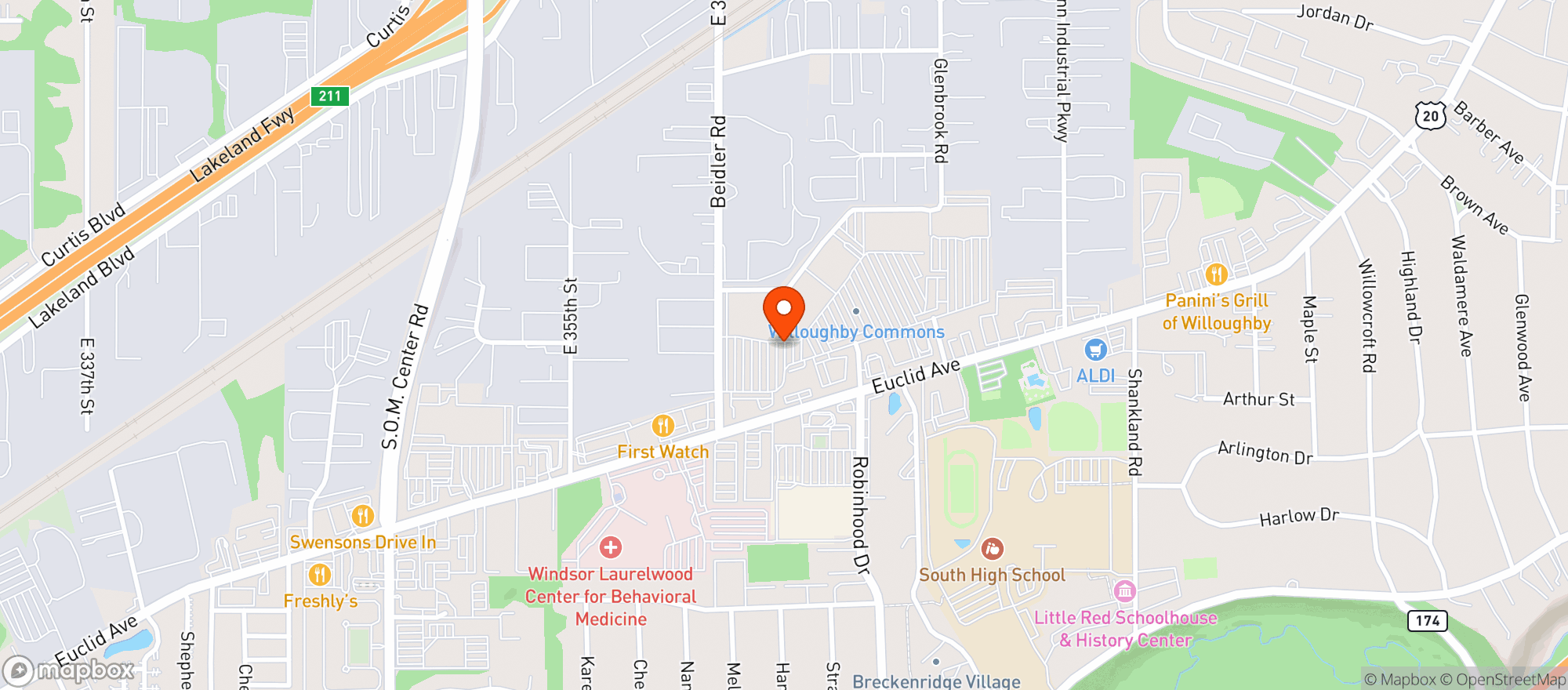 Map showing Target - Willoughby