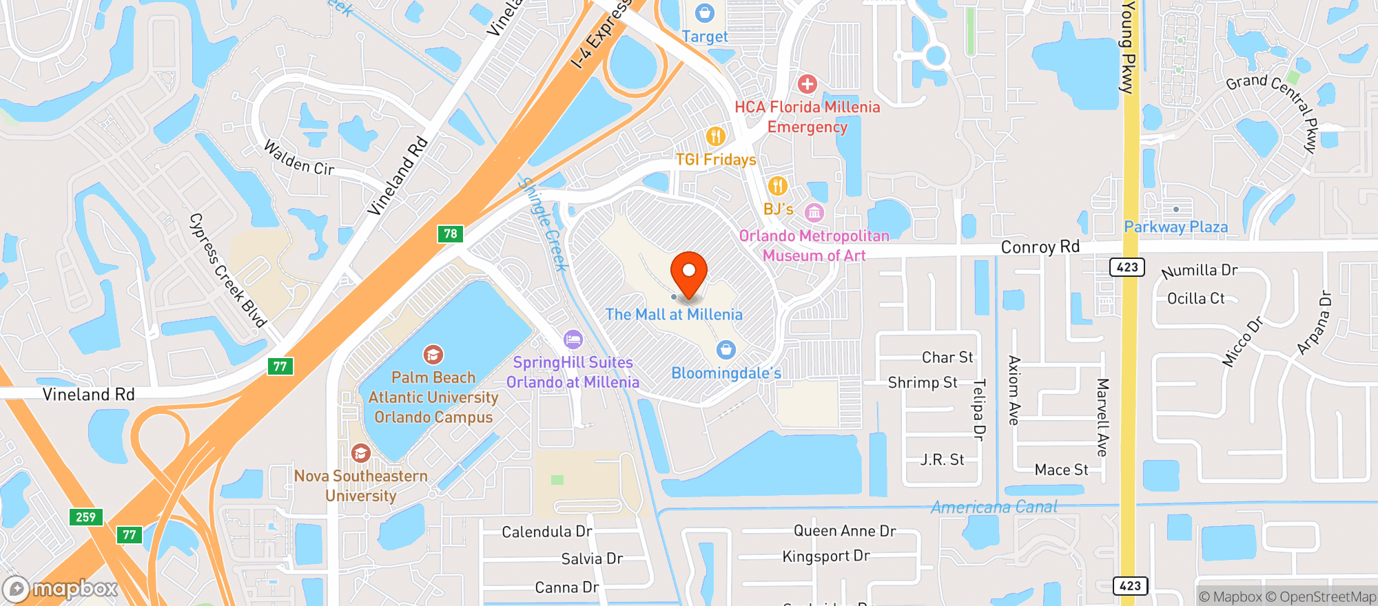 Map showing Earls Kitchen & Bar