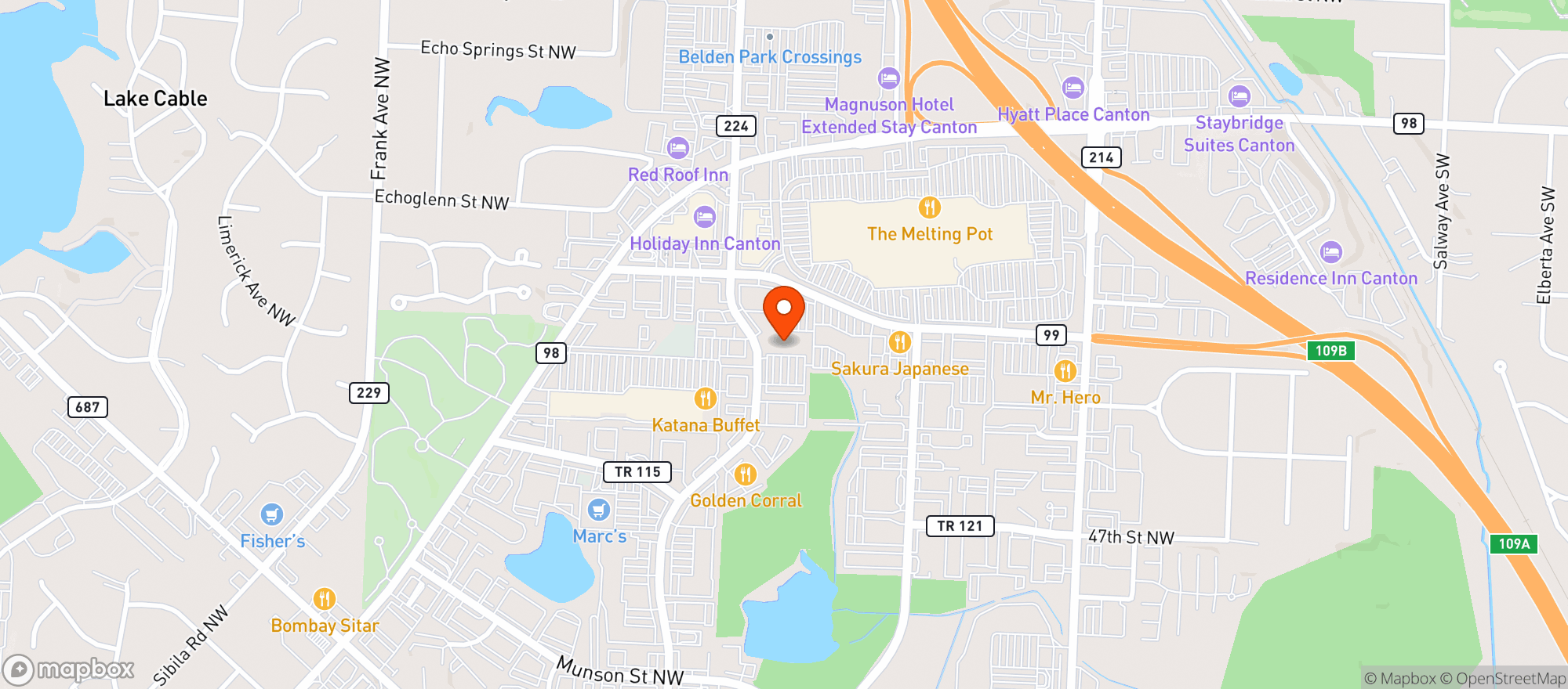 Map showing Buffalo Wild Wings Gril #3006