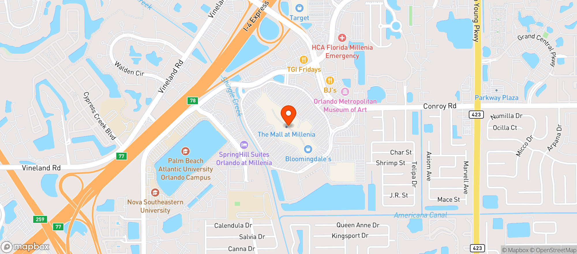 Map showing Williams Sonoma