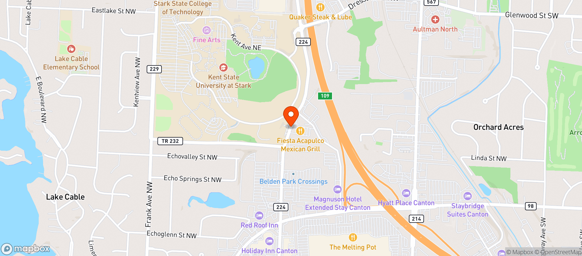 Map showing Fiesta Acapulco Mexican Grill