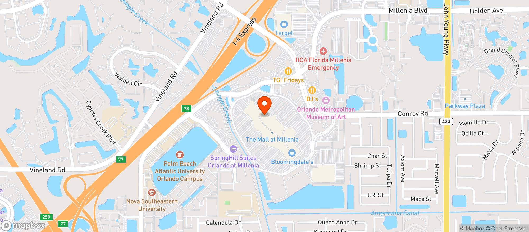 Map showing P F Changs China Bistro #9916