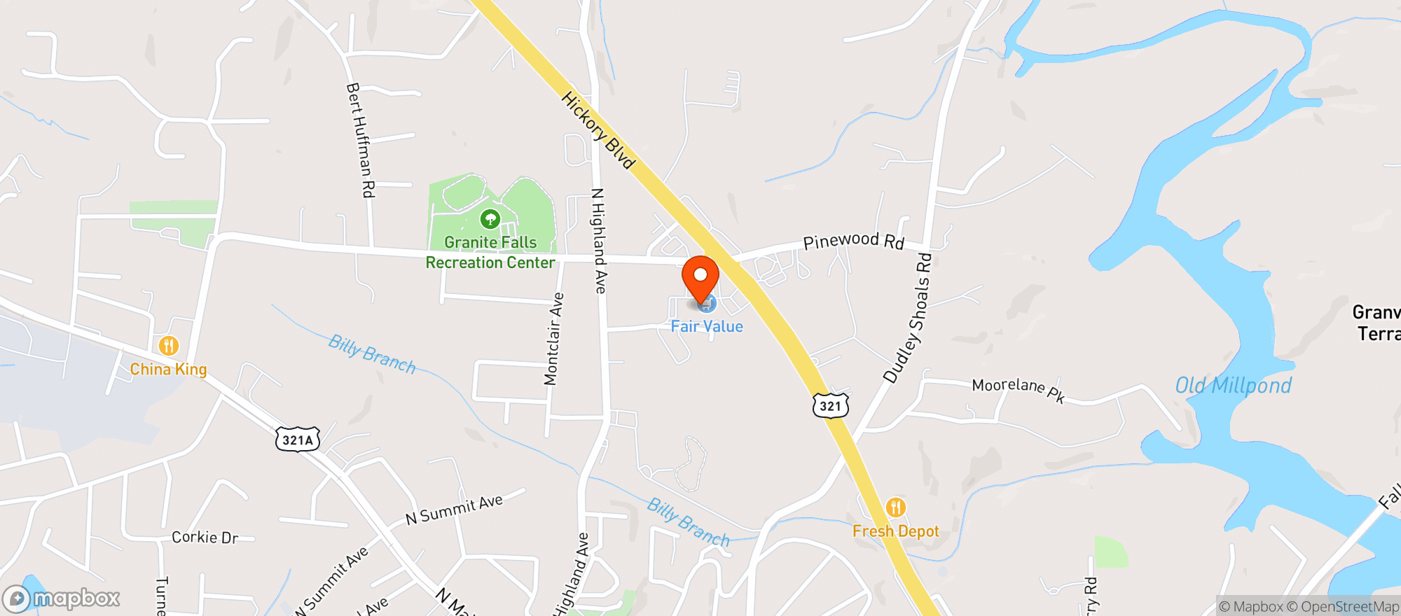 Map showing Fair Value Granite Falls 853