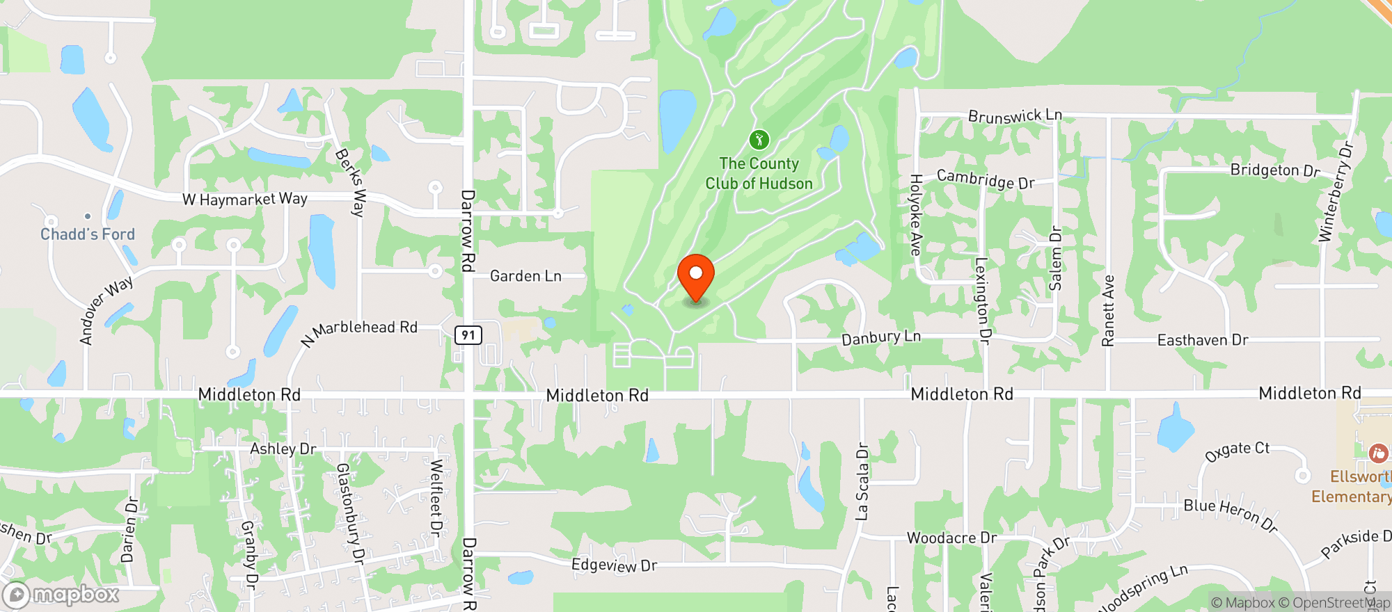 Map showing Country Club Of Hudson