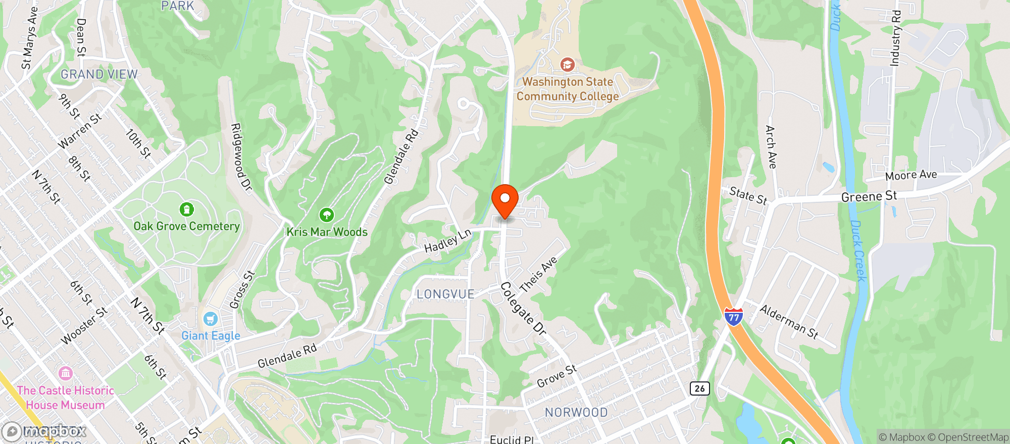 Map showing Elks Lodge