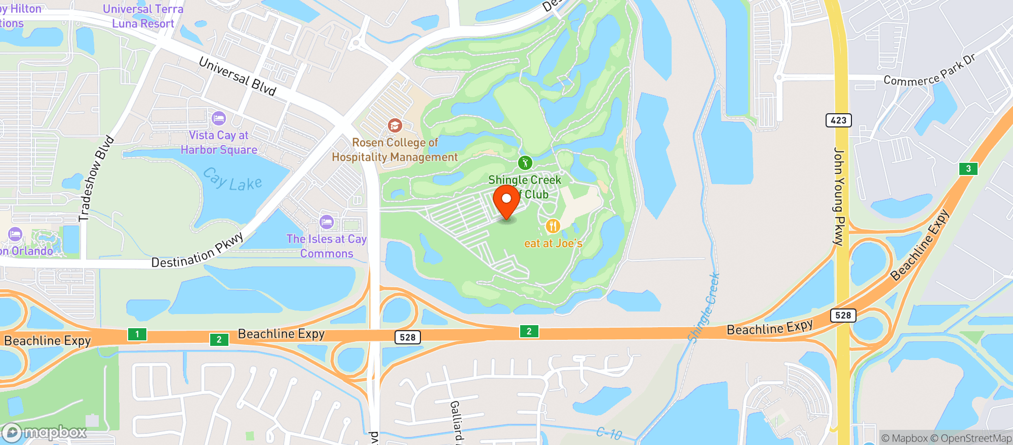 Map showing Rosen Shingle Creek Resort
