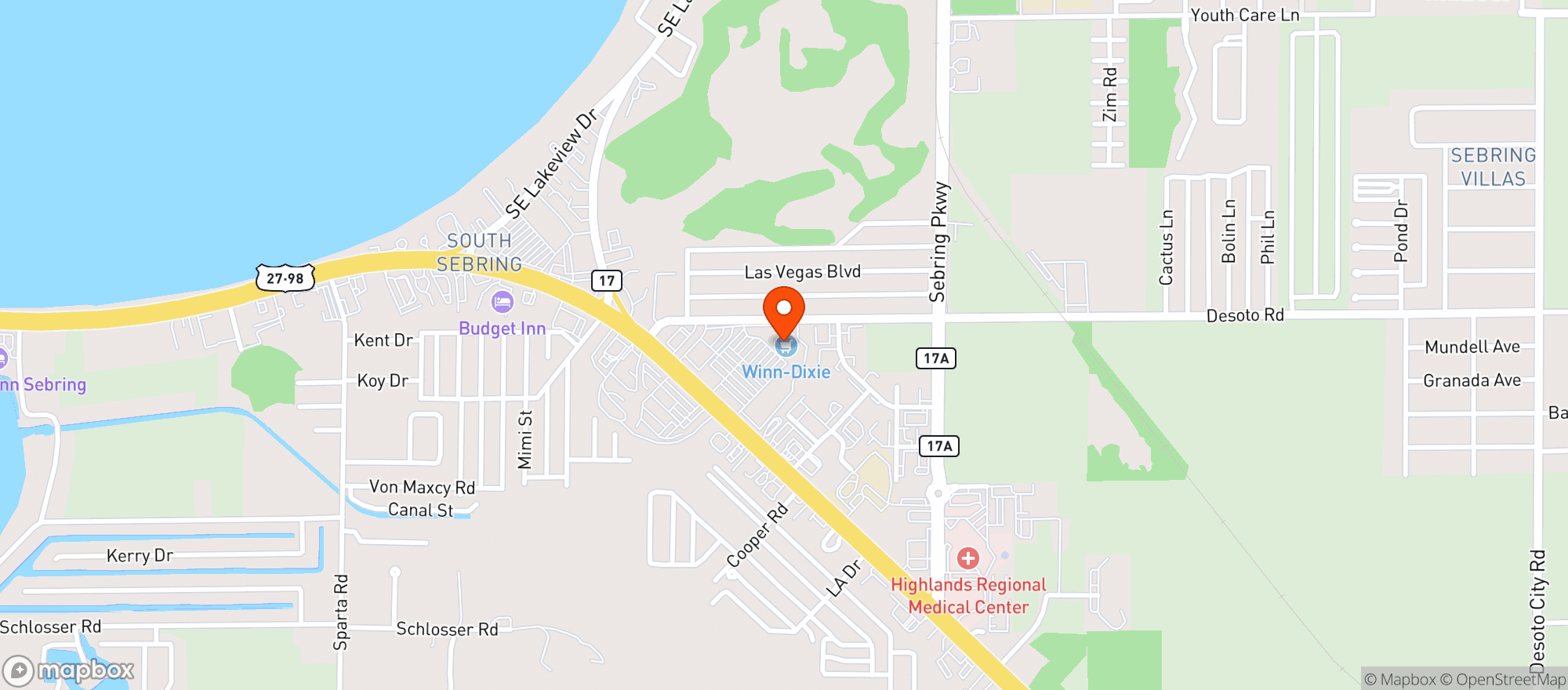 Map showing Winn Dixie #2465