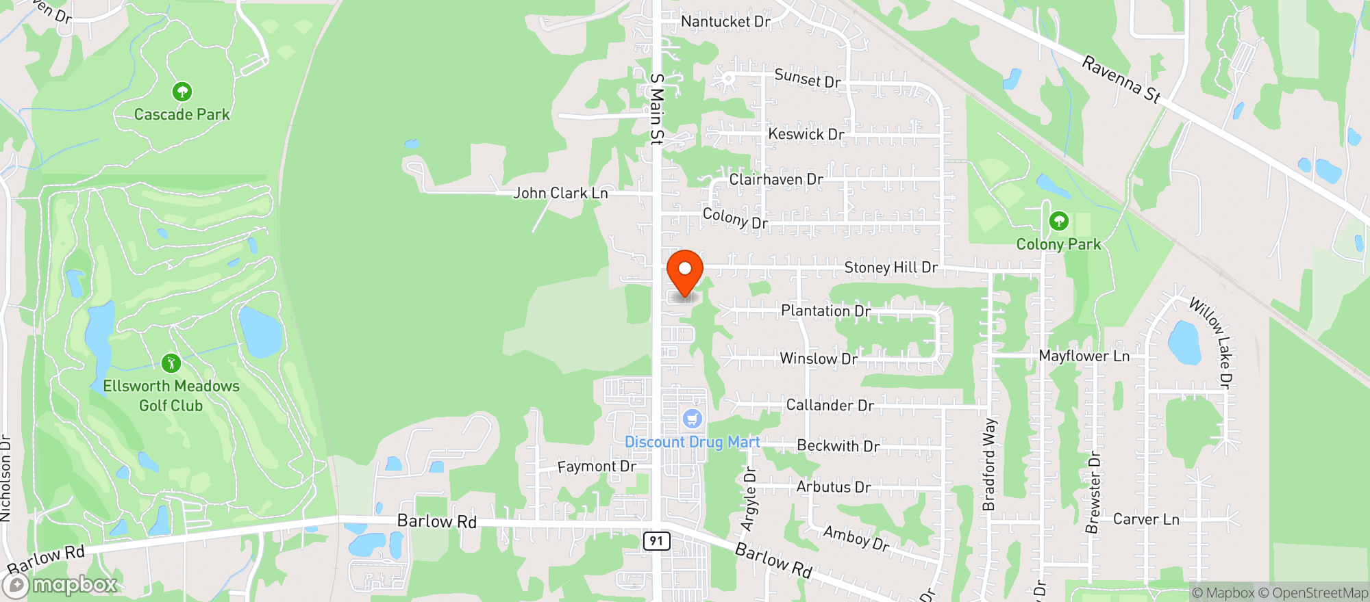 Map showing Hudson Sunoco