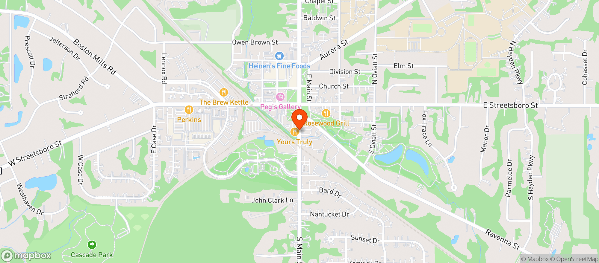 Map showing Yours Truly Restaurant