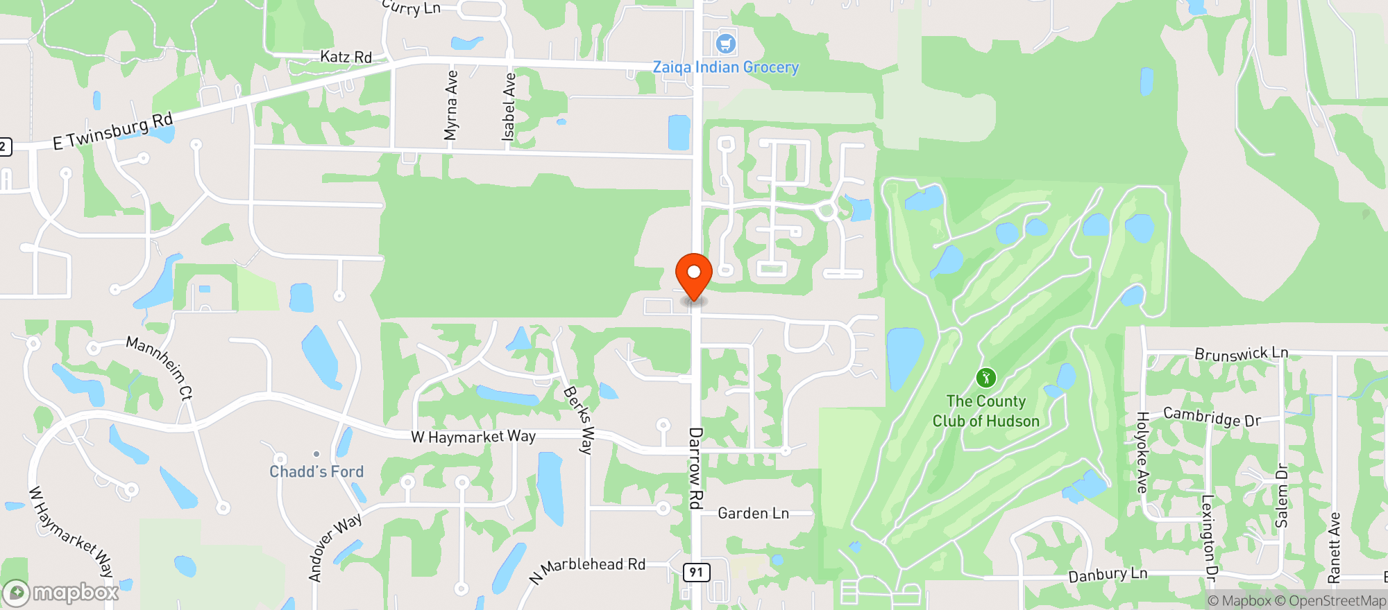 Map showing Oak & Embers Tavern