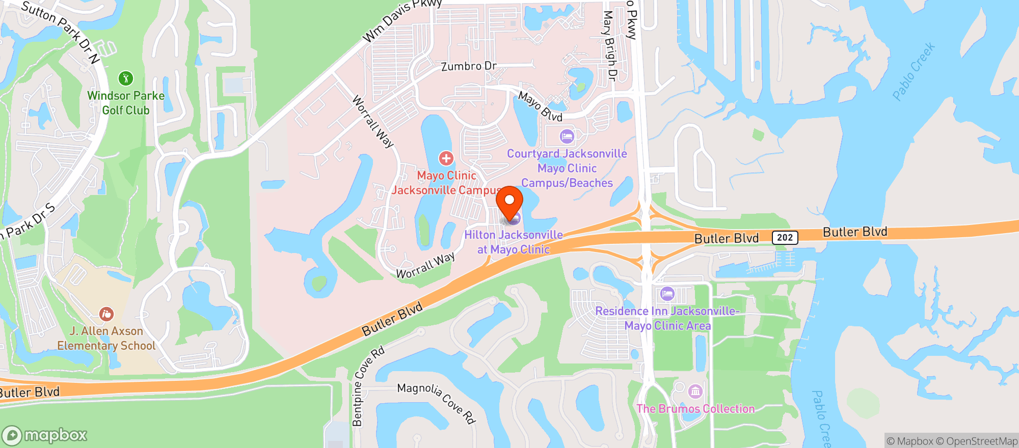 Map showing Hilton Garden Inn