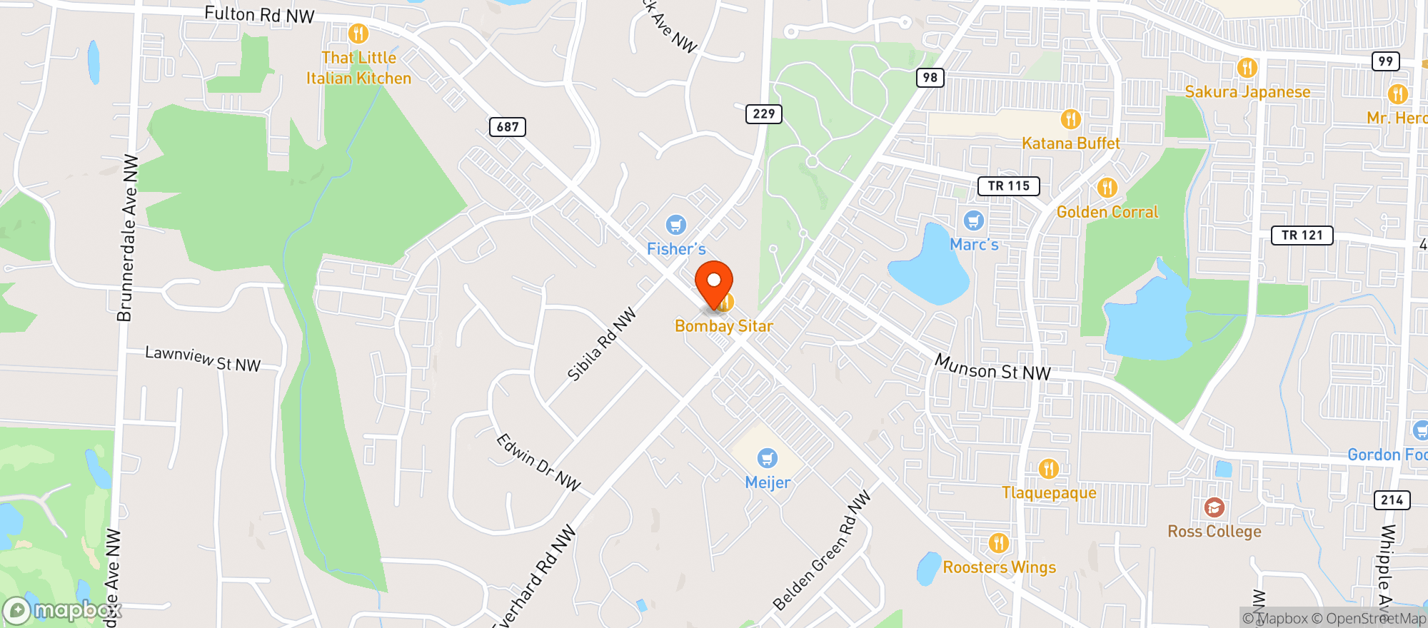 Map showing Maggiores Drive Thru