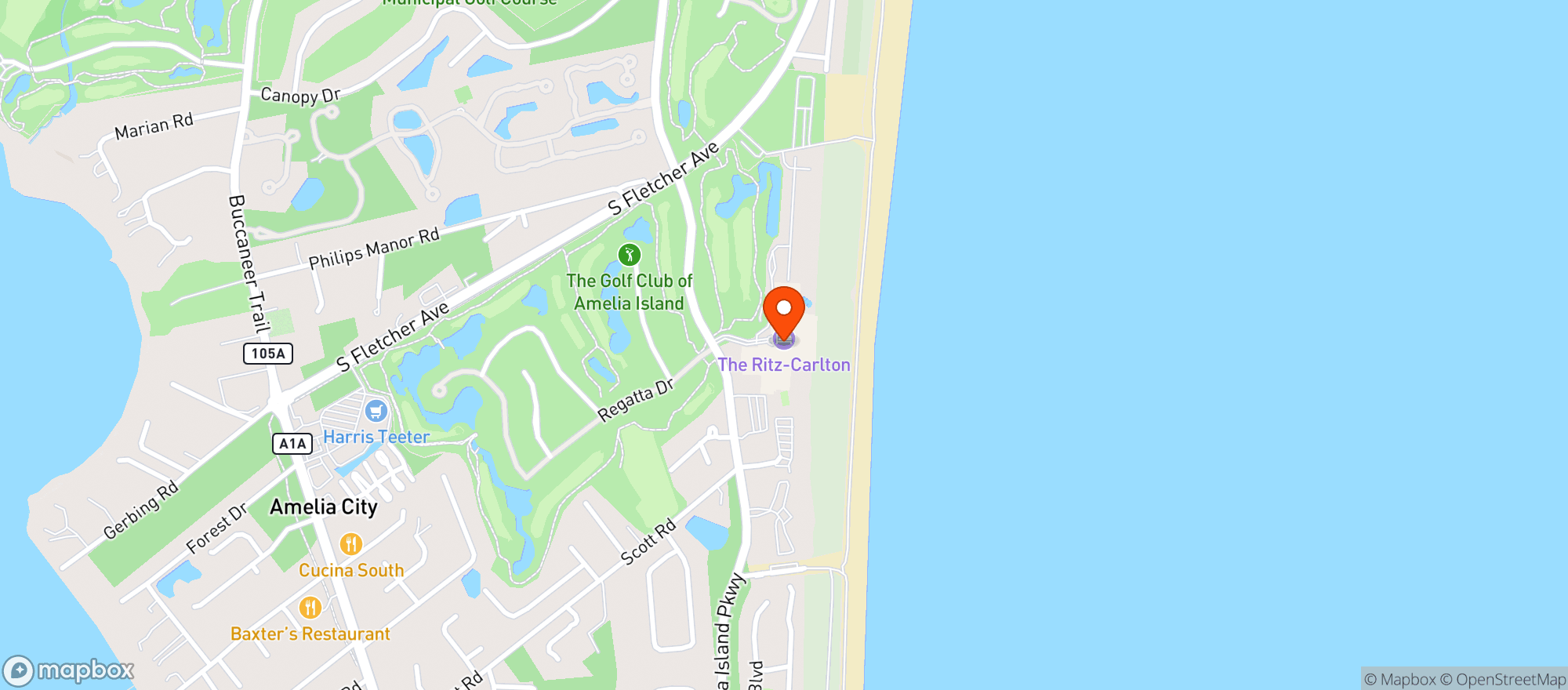 Map showing The Ritz-Carlton, Amelia Island