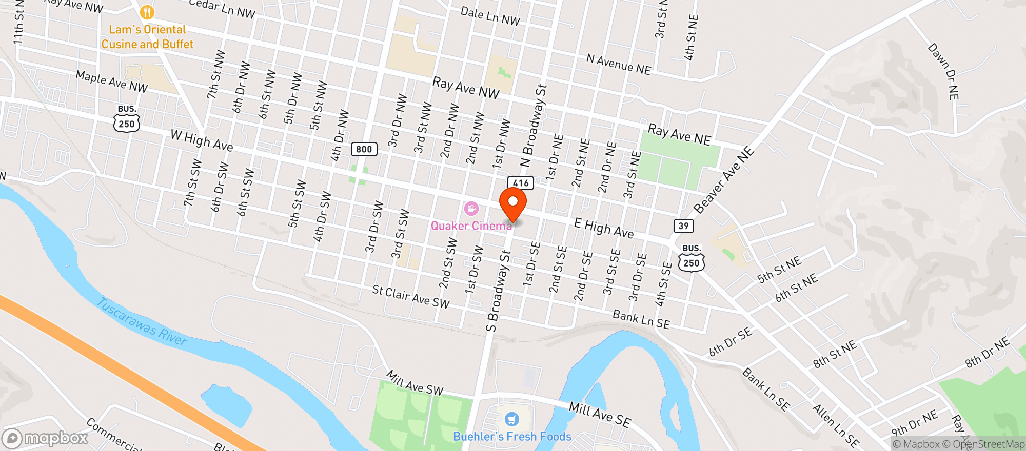 Map showing Broadway Brewhouse
