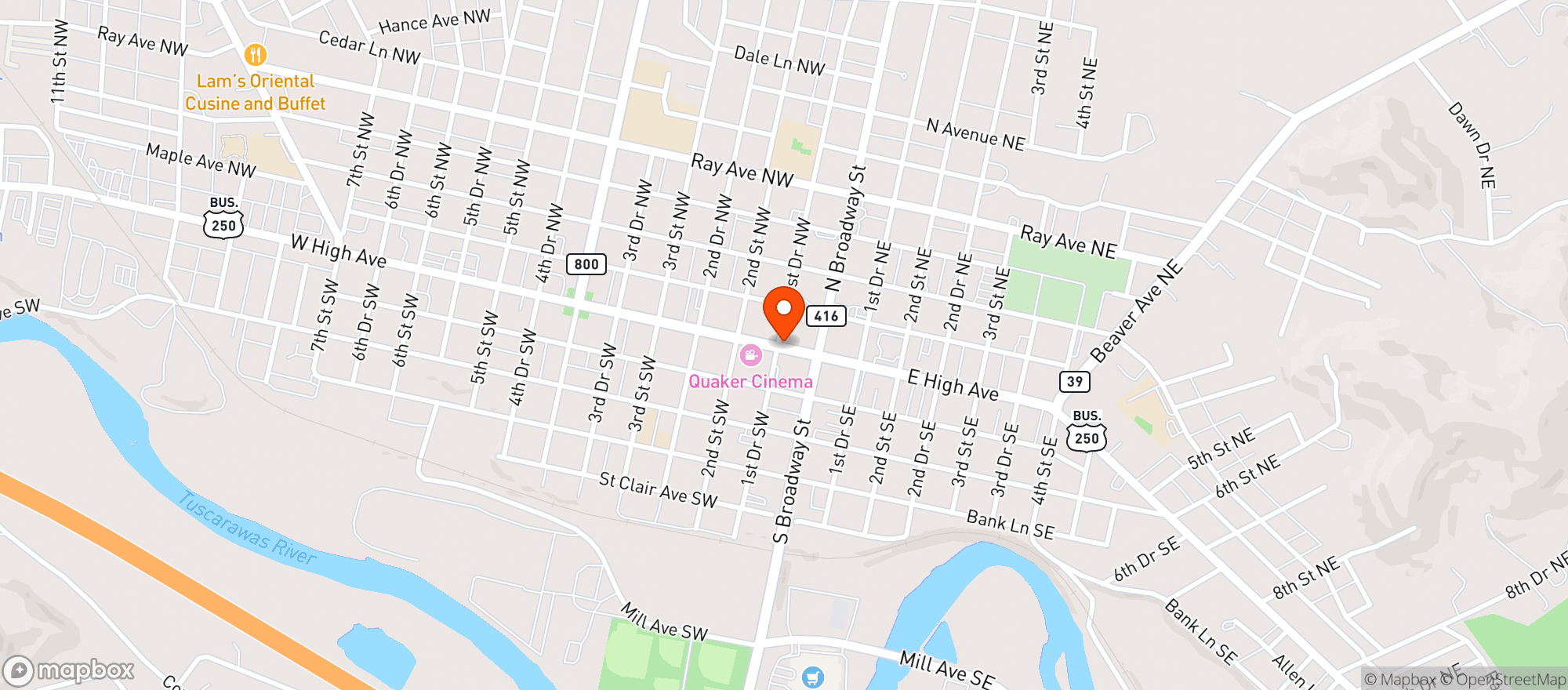 Map showing Bite A Bubble - New Philadelphia - High Avenue