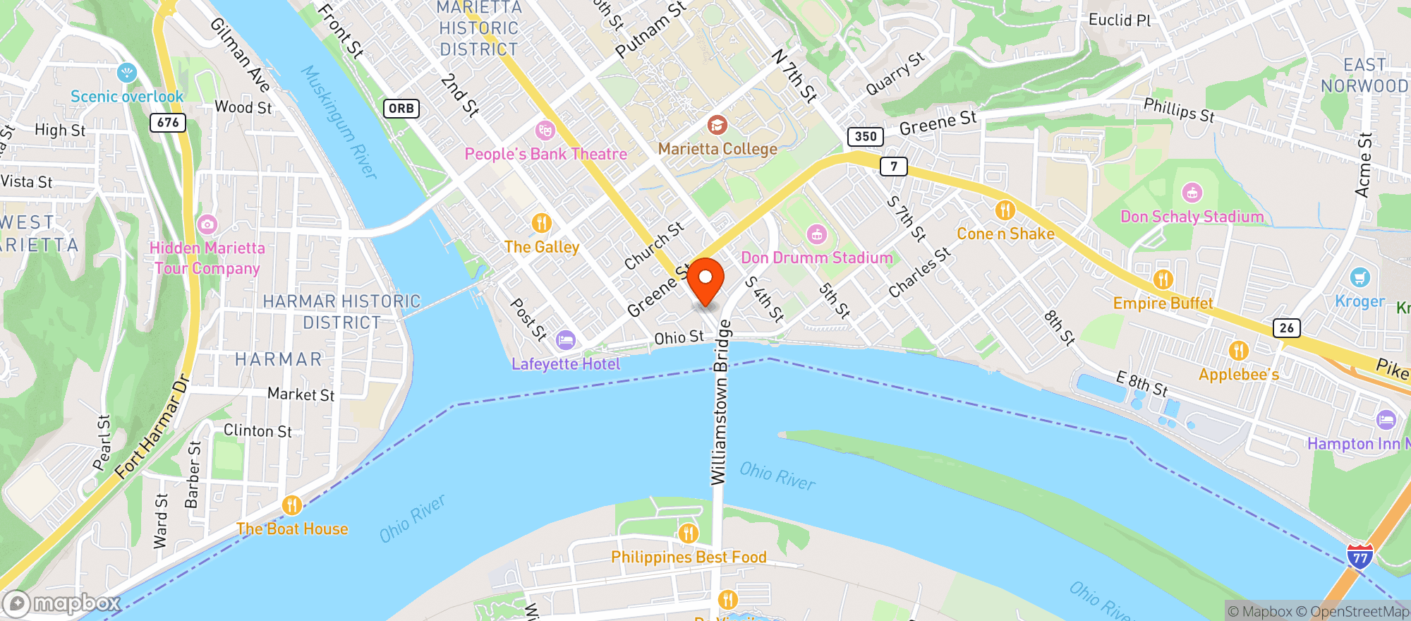 Map showing Marietta Beer Barn