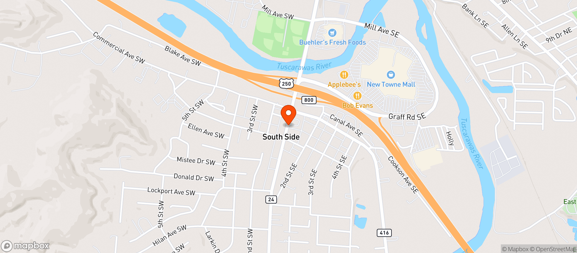 Map showing Strykers Drive Thru