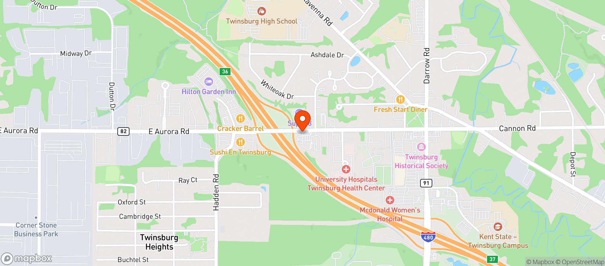 Map showing Mapco 350987 Twinsburg