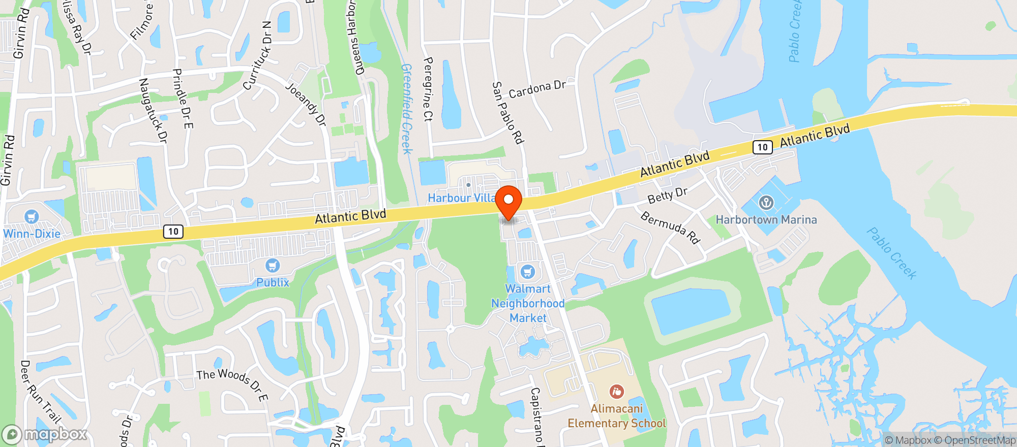 Map showing SmokeBucks 13474 Atlantic Blvd