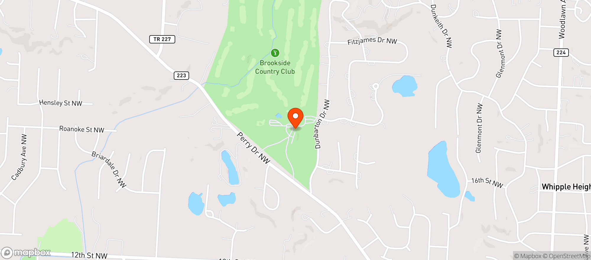 Map showing Brookside Country Club