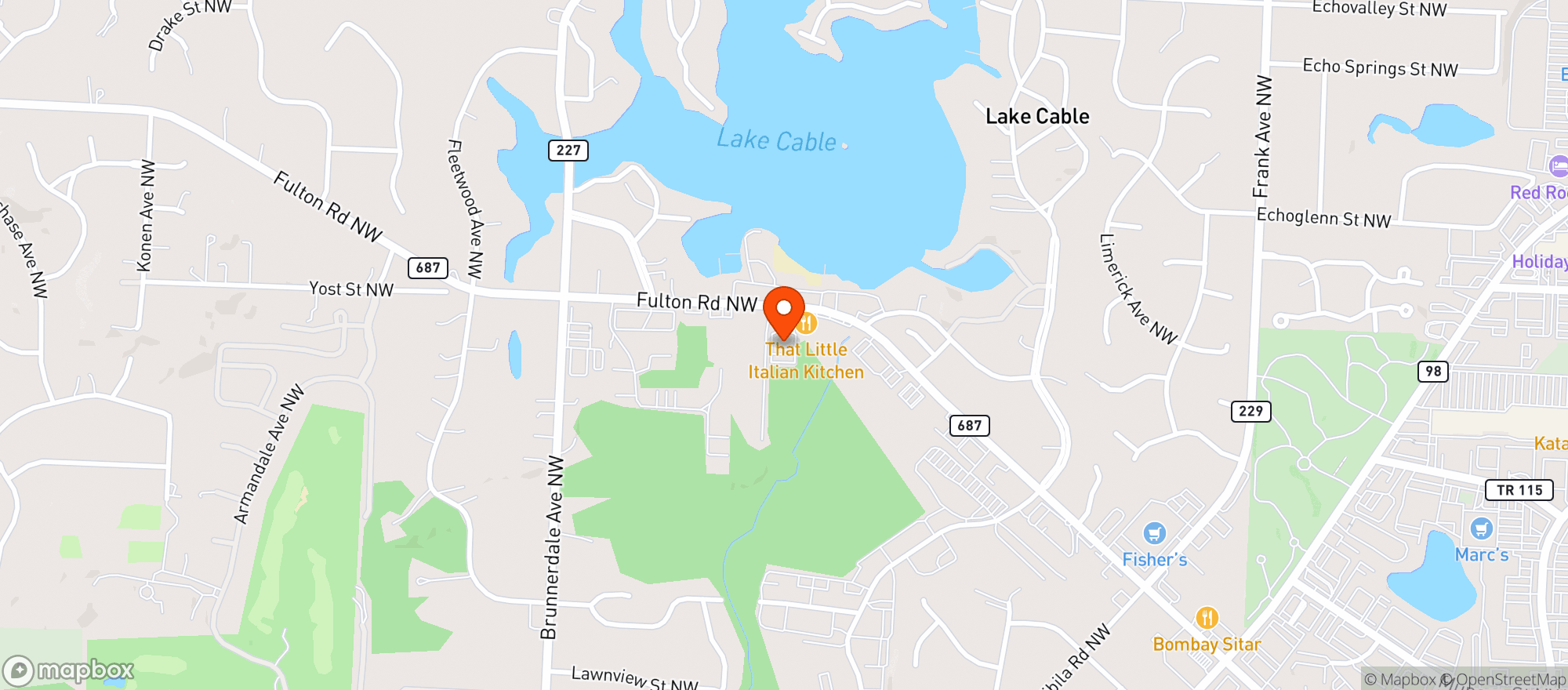 Map showing Winking Lizard Tavern