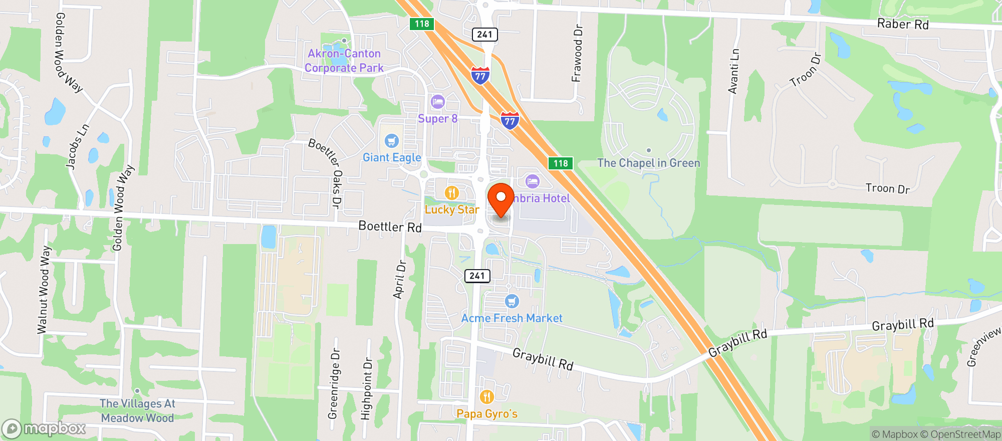 Map showing Cvs