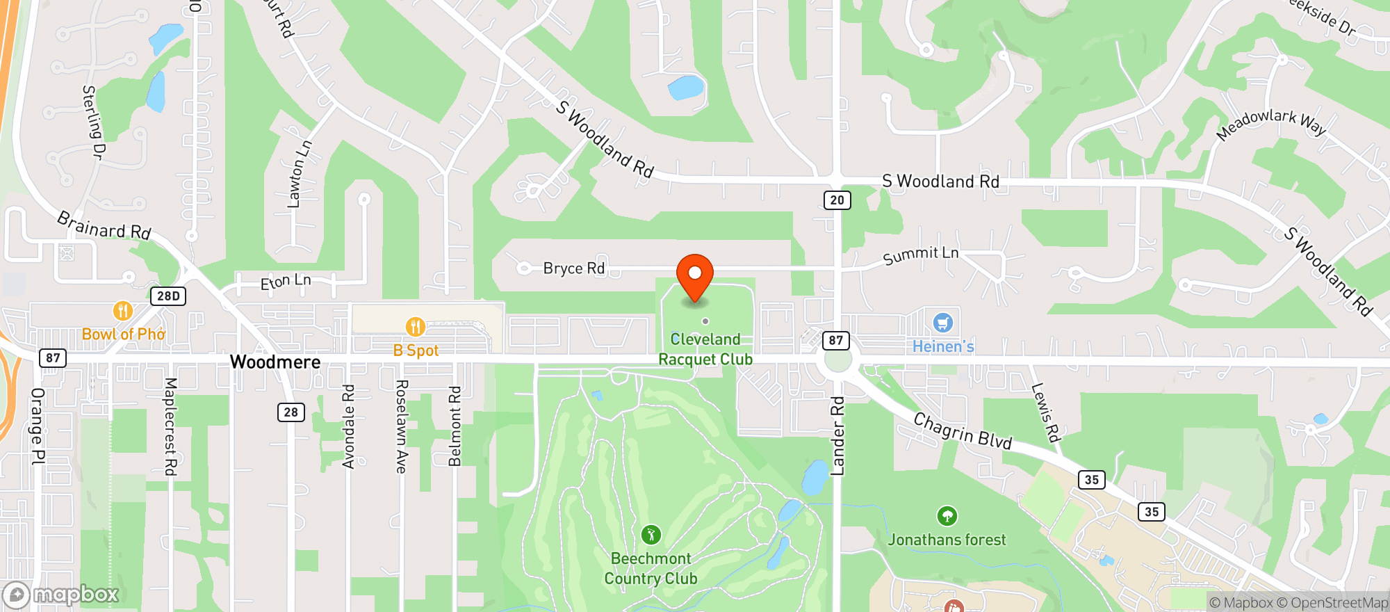 Map showing Cleveland Racquet Club