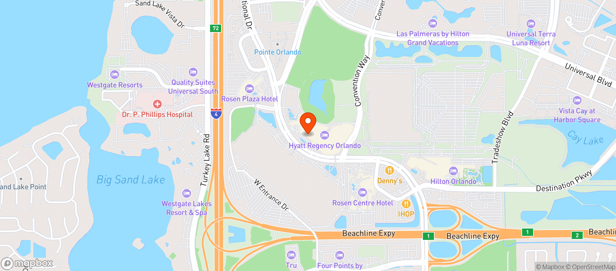 Map showing Hyatt Regency Orlando