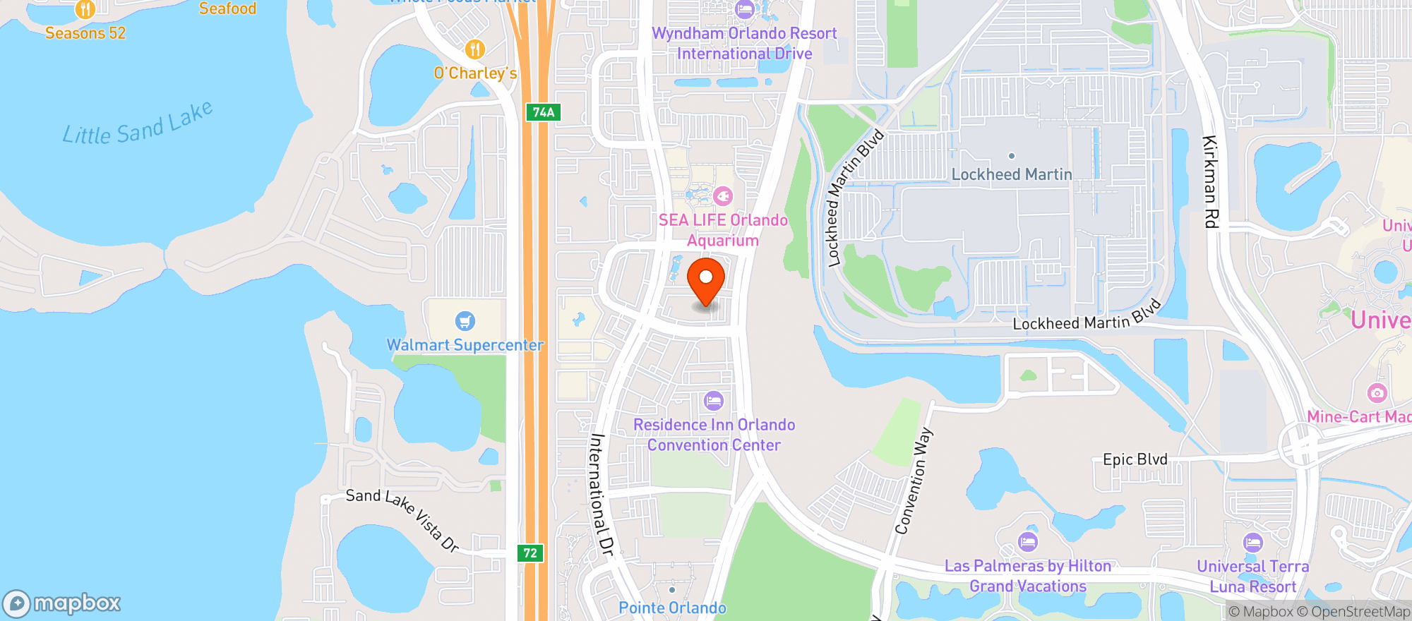 Map showing Castle Hotel Orlando