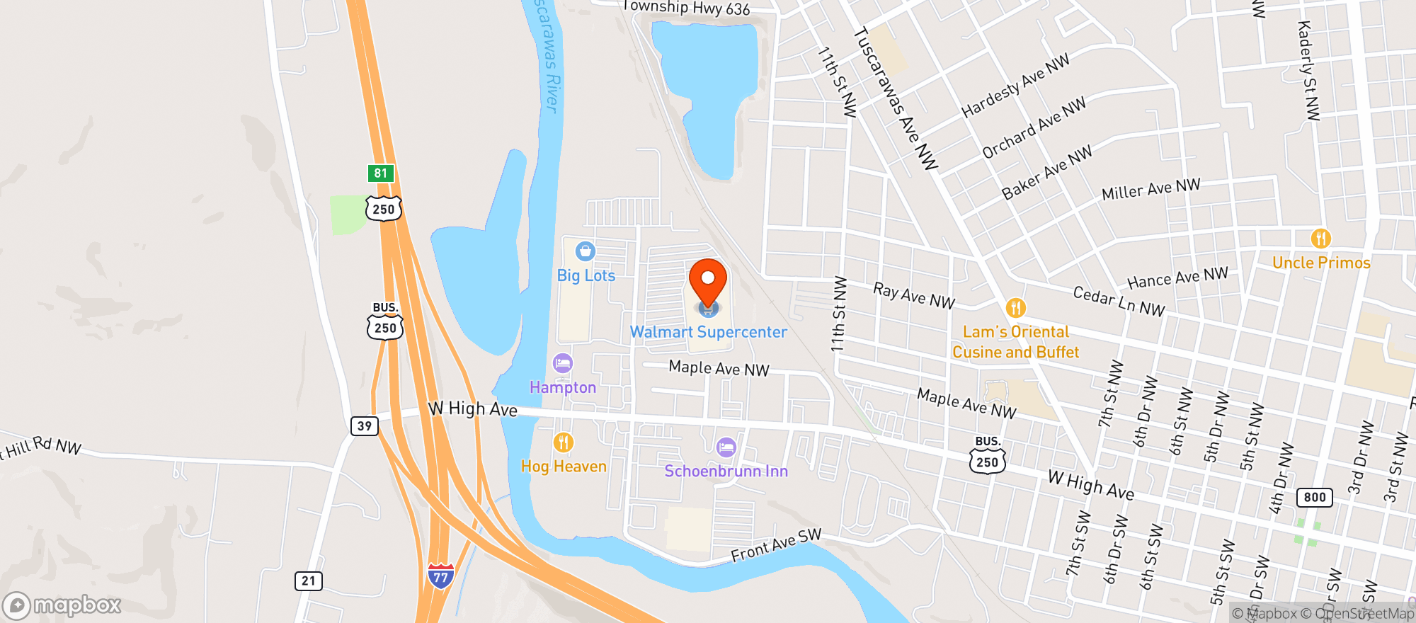 Map showing WALMART SUPERCENTER