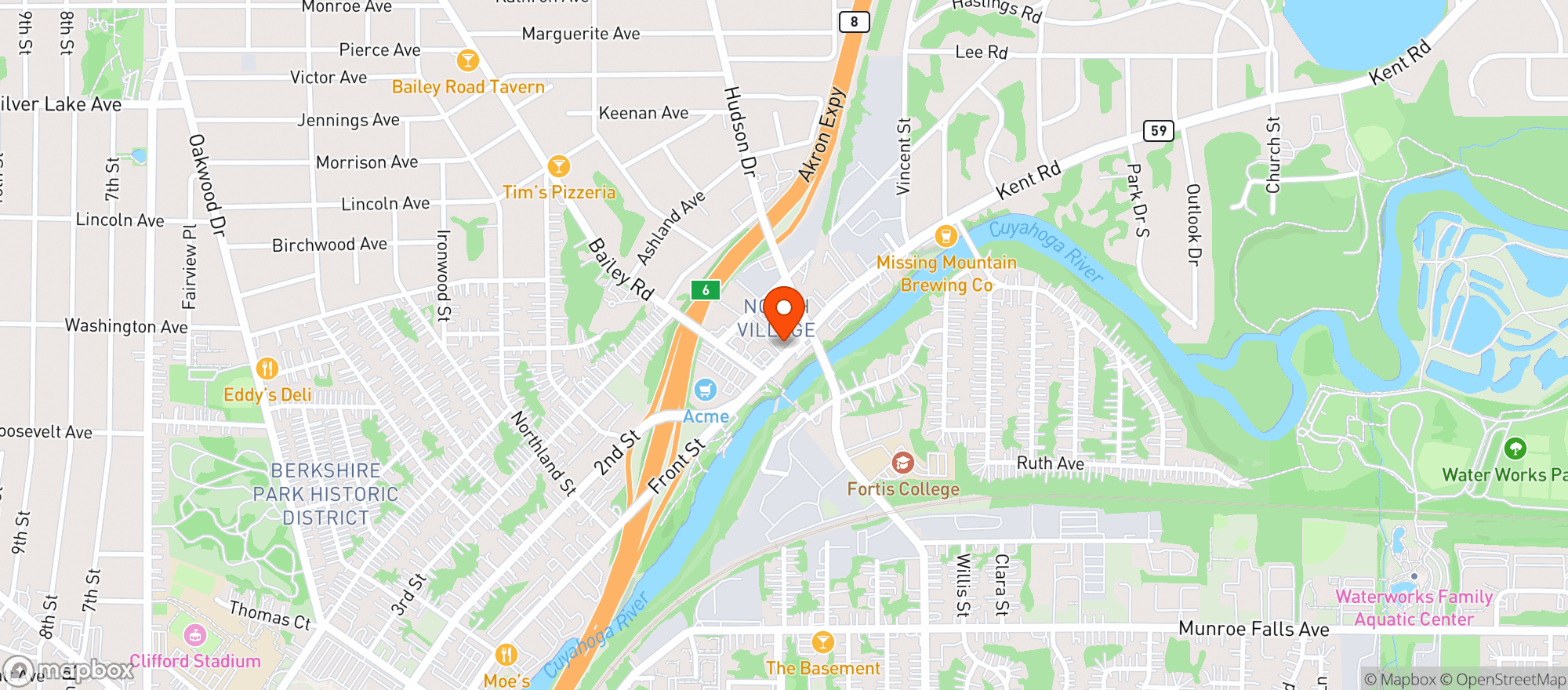 Map showing Ryes N Shine (Cuyahoga Falls)