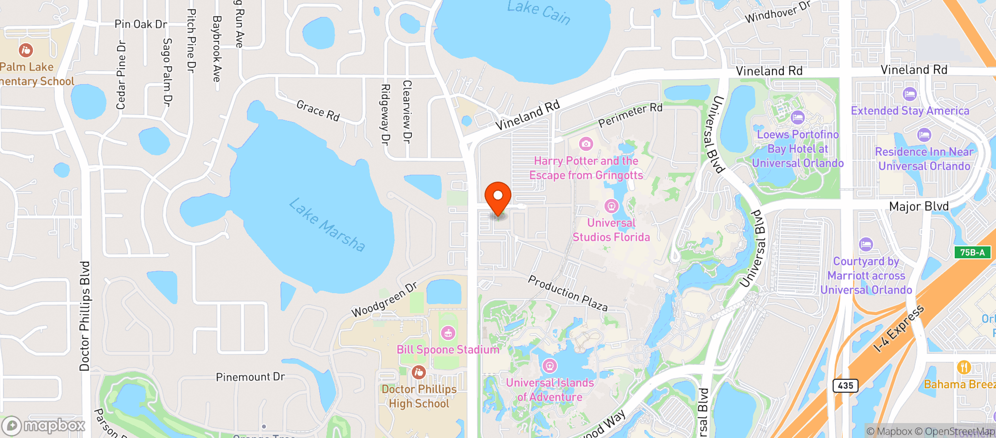 Map showing Universal Studios Florida