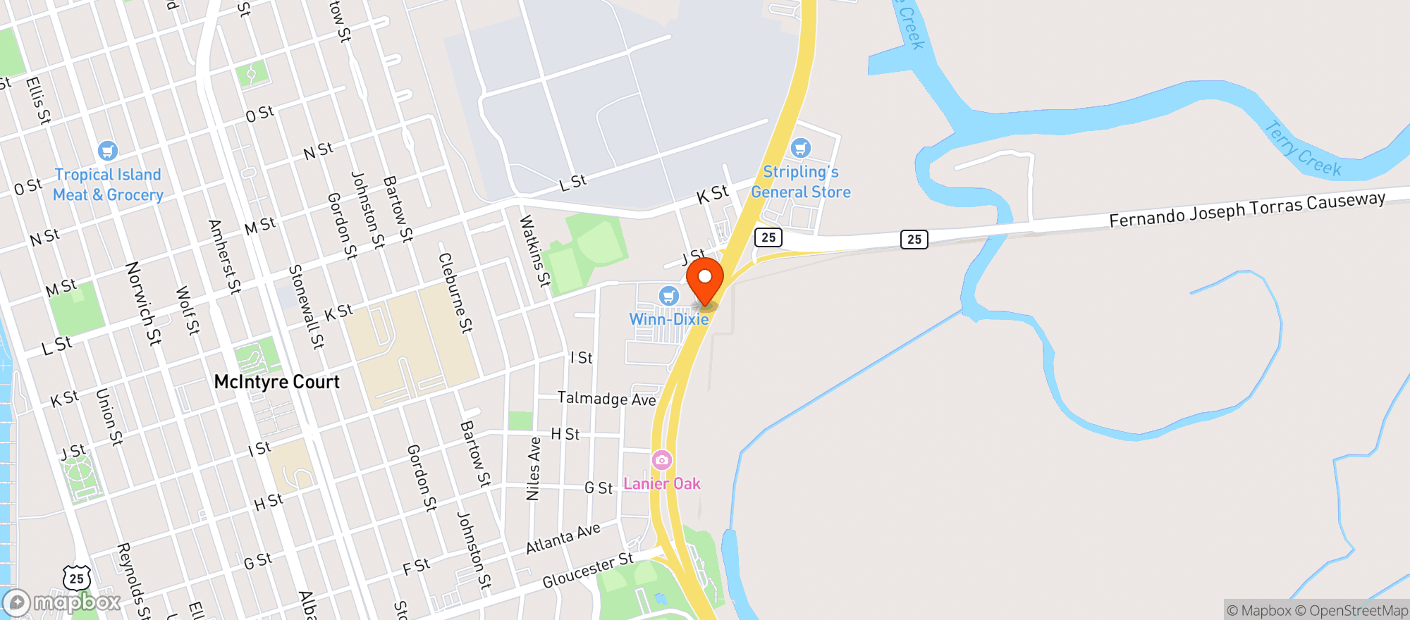 Map showing Golden Isles Liquor