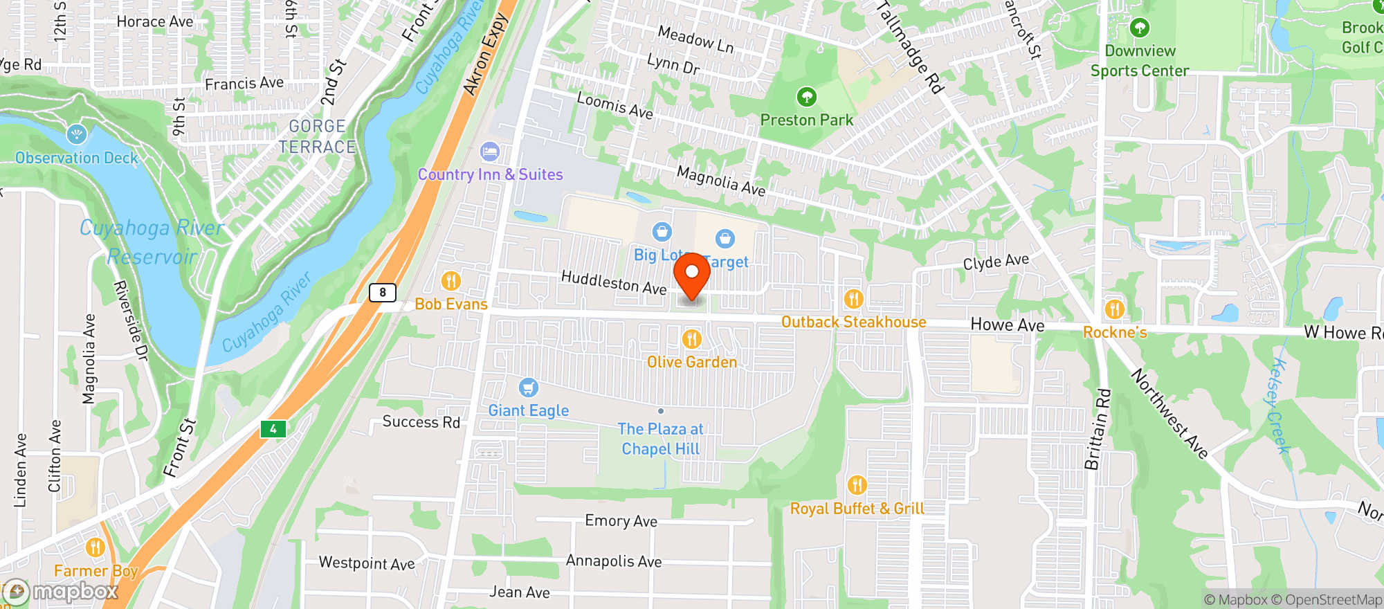 Map showing Longhorn Cuyahoga Falls