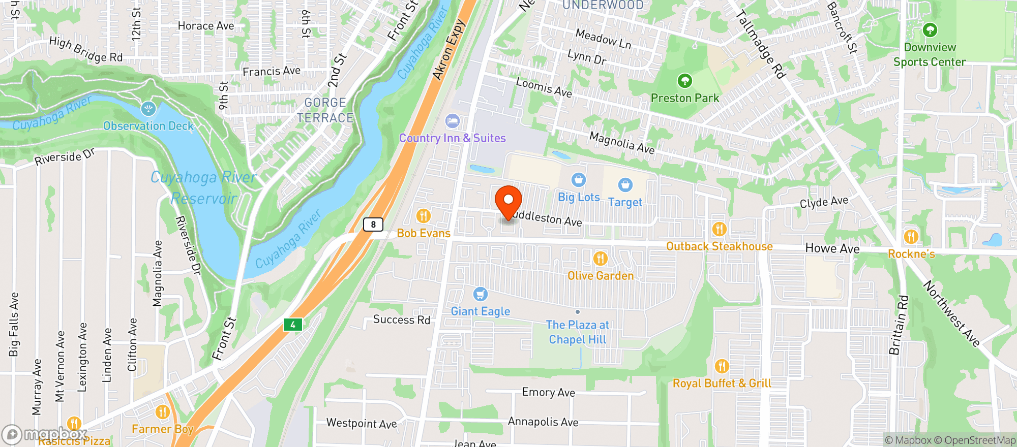 Map showing Ocharleys #2105