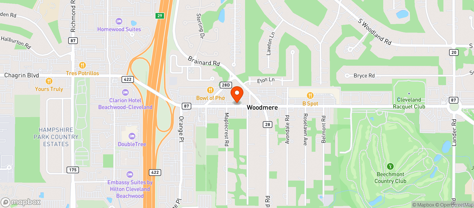 Map showing Cleveland Botanical Destination