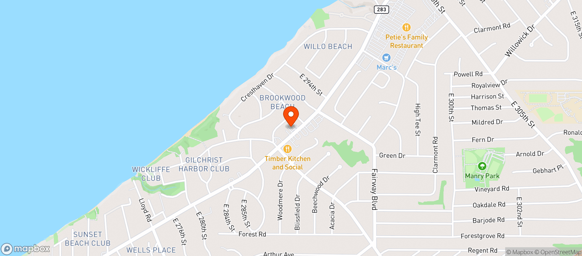 Map showing Convenient Lakeshore Wlwk