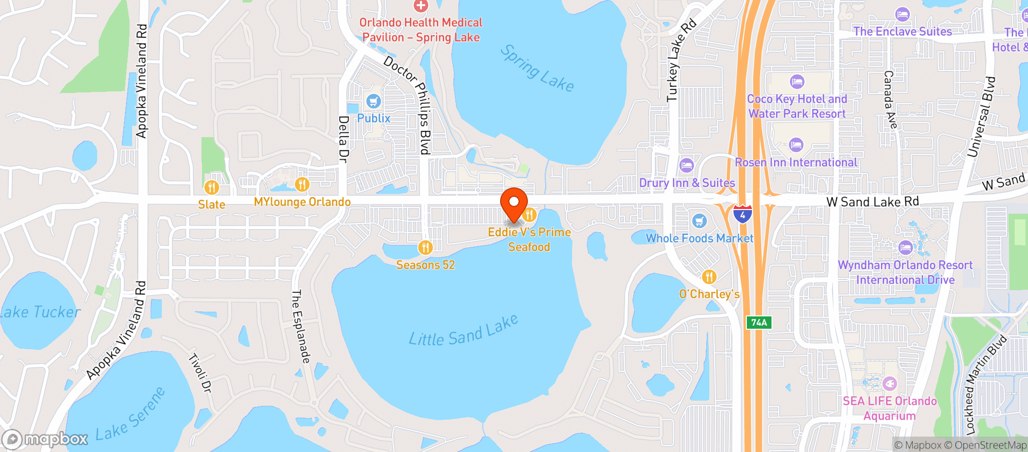 Map showing Roccos Tacos & Tequila Bar