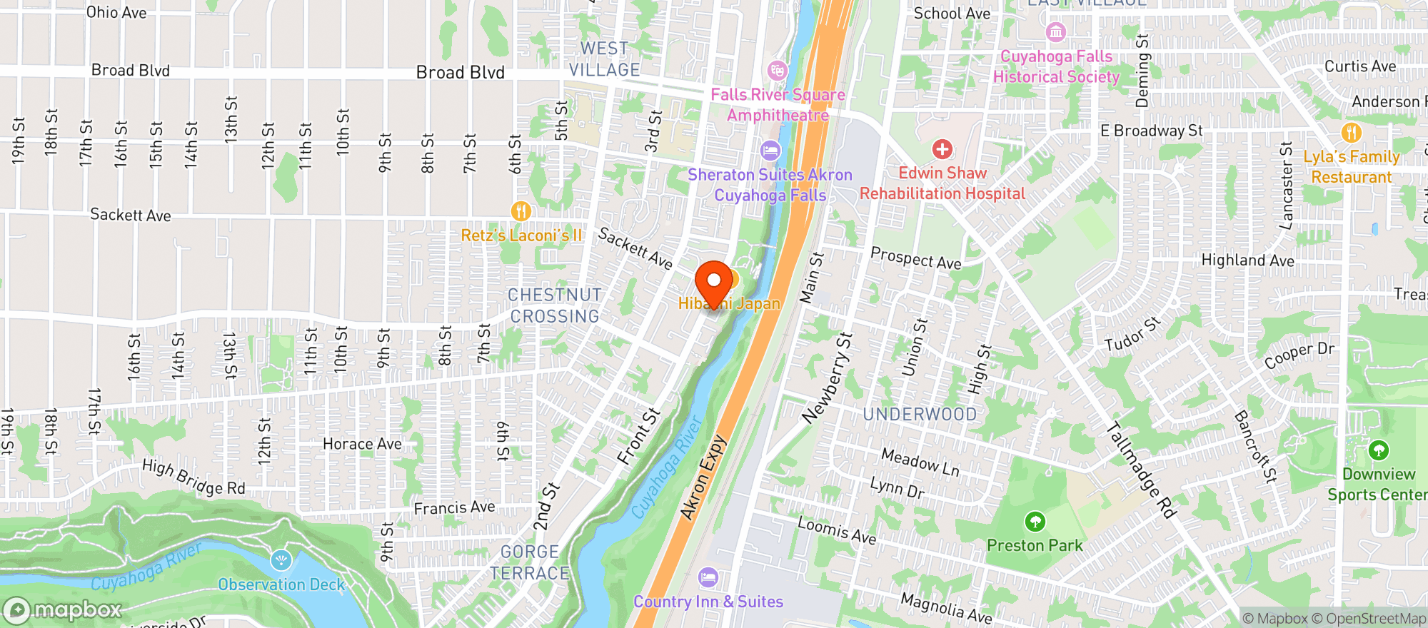 Map showing Sense By The Falls